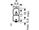 Лампа накаливания 10шт в упаковке T2W 12V 2W BA9S 796