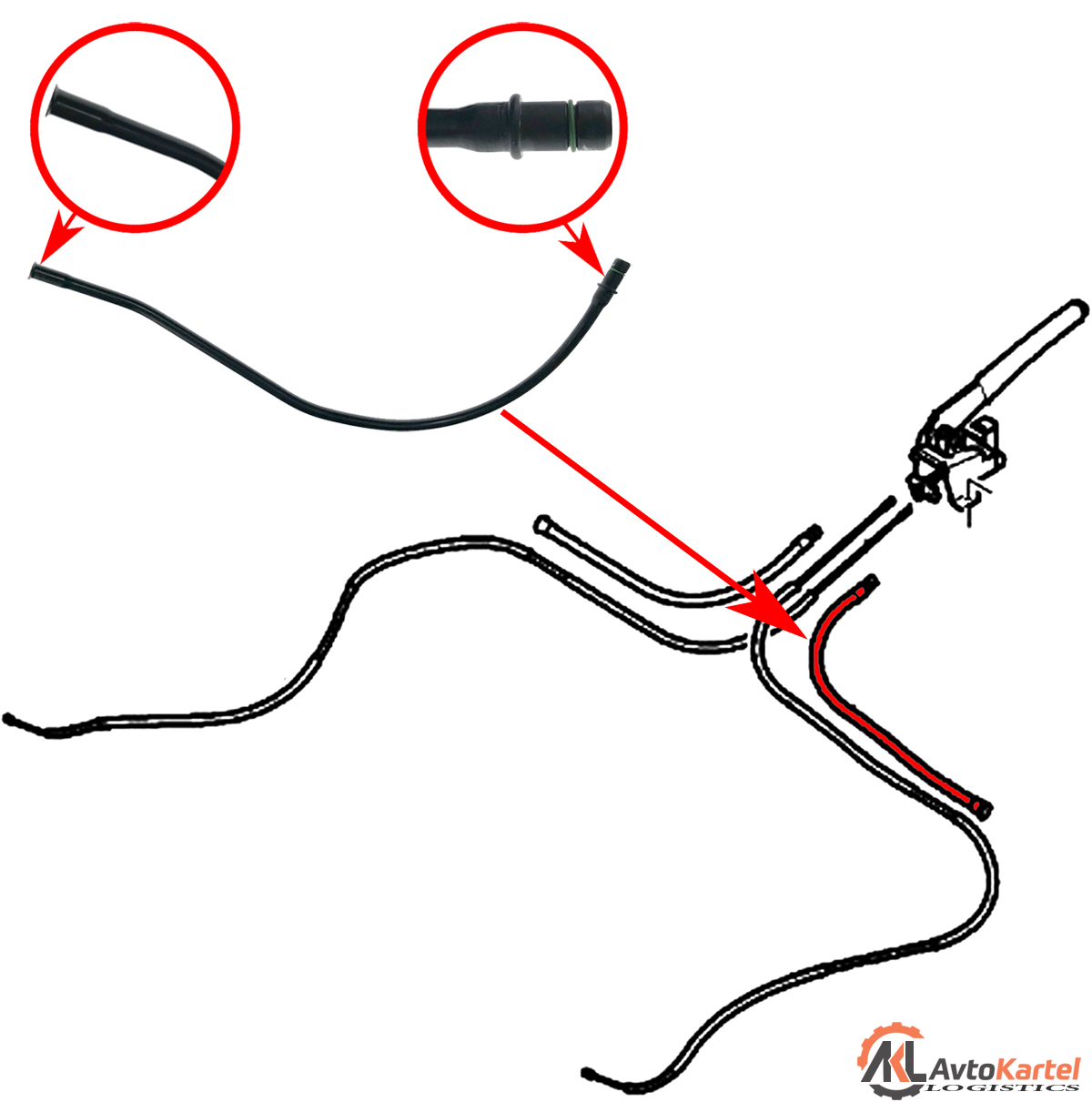 Трубка направляющая троса ручника CITROEN C4, PEUGEOT 307 левая