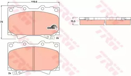 Колодки тормозные дисковые передн TOYOTA: LAND CRU 197