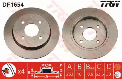 Диск тормозной заднний FORD: FOCUS 98-04, FOCUS се 654