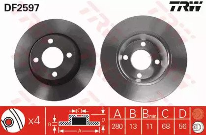 Диск тормозной передний AUDI: 80 91-94, 80 Avant 9 597