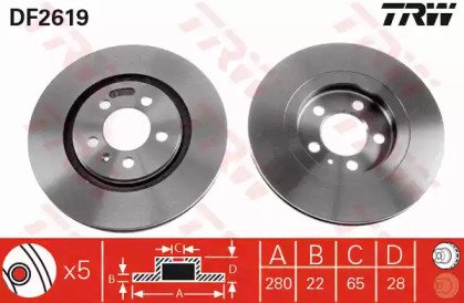 Диск тормозной передний SEAT: TOLEDO I 93-99,  VW: 619