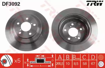 Диск тормозной заднний SUBARU: FORESTER 97-02, FOR 092