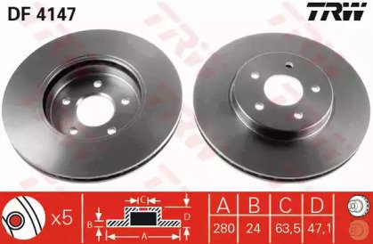 Диск тормозной передний FORD: MONDEO III 00-, MOND 147