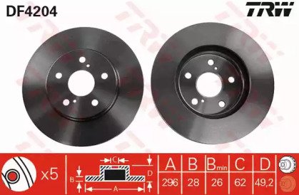 Диск тормозной передний TOYOTA: CAMRY 96-01, CAMRY 204