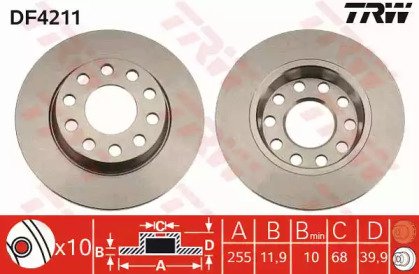 Диск тормозной заднний AUDI: A4 00-04, A4 04-, A4  211