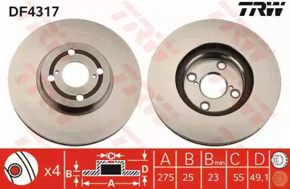 Диск тормозной передний TOYOTA: COROLLA 00-02, COR 317