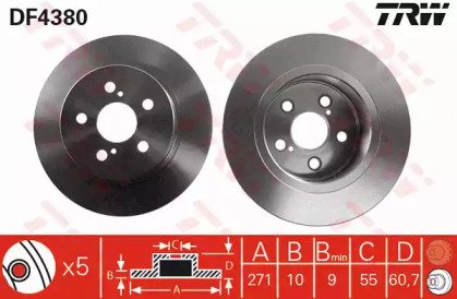 Диск тормозной заднний TOYOTA: AVENSIS 99-03, AVEN 380