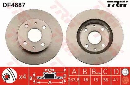 Диск тормозной передний DAIHATSU: CHARADE (L2_) 03 887