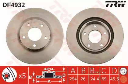 Диск тормозной передний CHRYSLER: SEBRING 07-, SEB 932