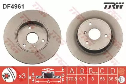 Диск тормозной передний SMART: FORTWO Cabrio 07-,  961