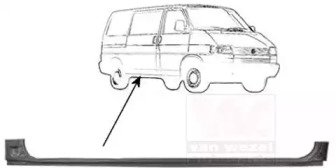 Порог кузова правый под центральную дверь VW T4 90 120