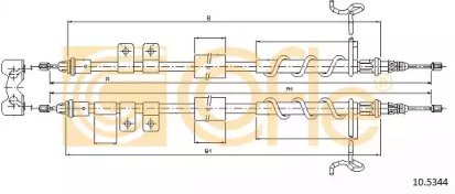 Трос стояночного тормоза задний FORD TRANSIT CONNE 344