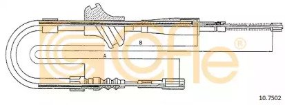 Трос стояночного тормоза правый задний AUDI 80/90  502