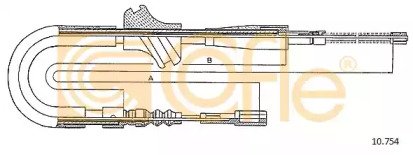 Трос стояночного тормоза правый задний AUDI 80/90  754