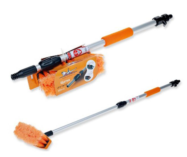 Щетка-швабра для мытья, с насадкой для шланга, щетка 20 см, телескопическая ручка 70 - 100 см
