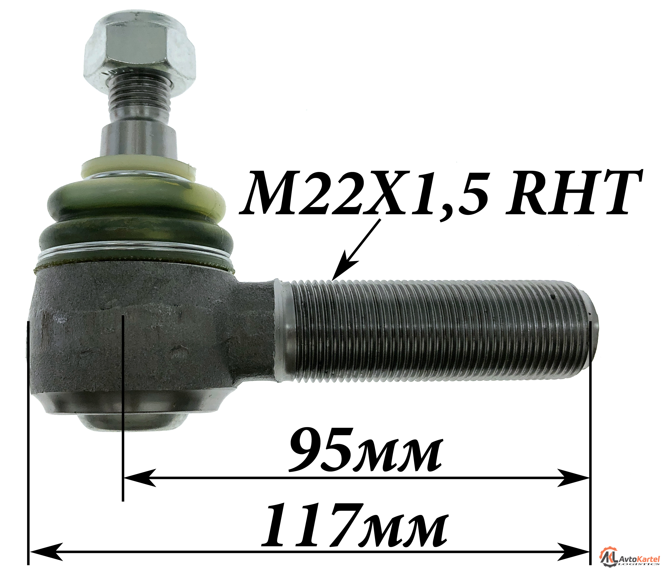 Наконечник рулевой тяги M22x1.5 RHT, L=95 MM MERCEDES BENZ T1 BUS 406-608 -88