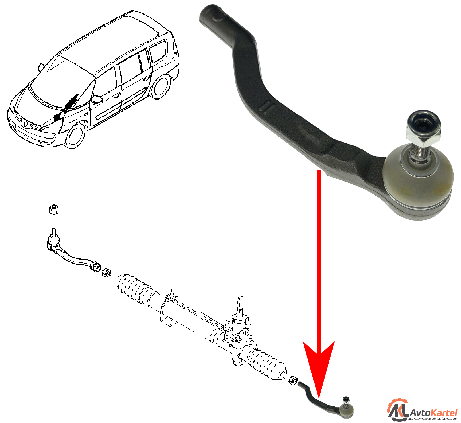 Наконечник рулевой левый OPEL Vivaro, RENAULT Espace, Laguna, Trafic, NISSAN Primastar