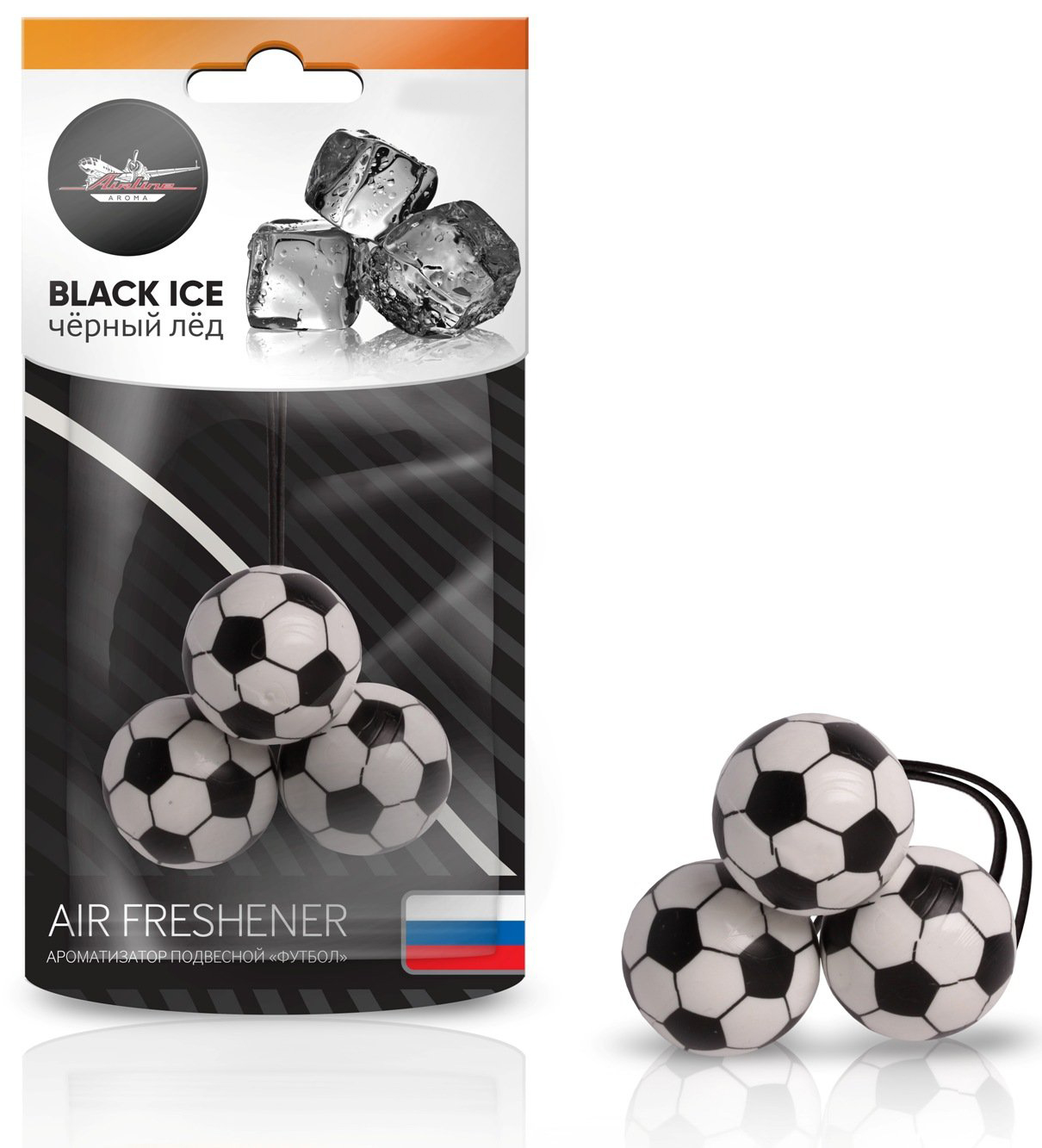 Ароматизатор подвесной Футбол черный лед  126