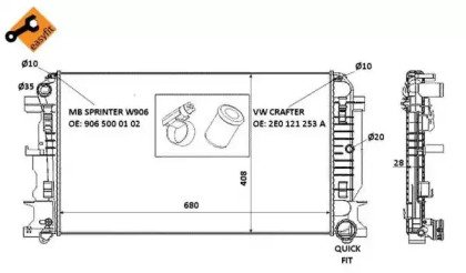 Радиатор системы охлаждения MERCEDES Sprinter 209D 885