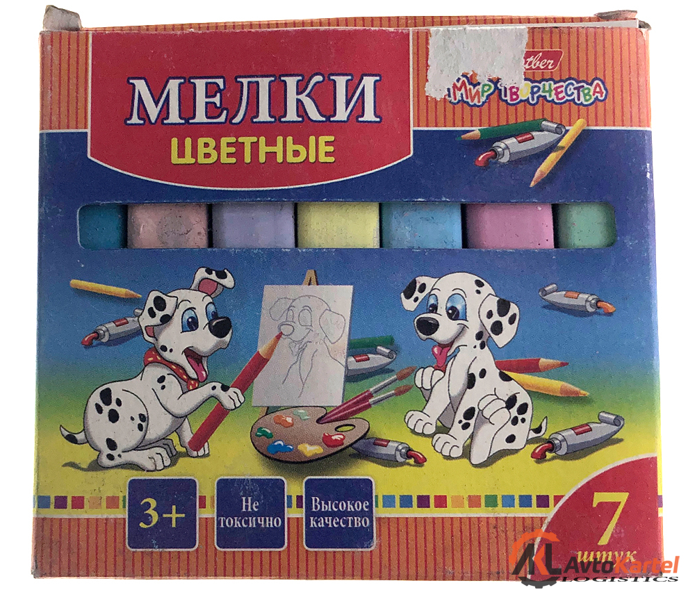 Мелки цветные, набор 7 цв. Далматинцы