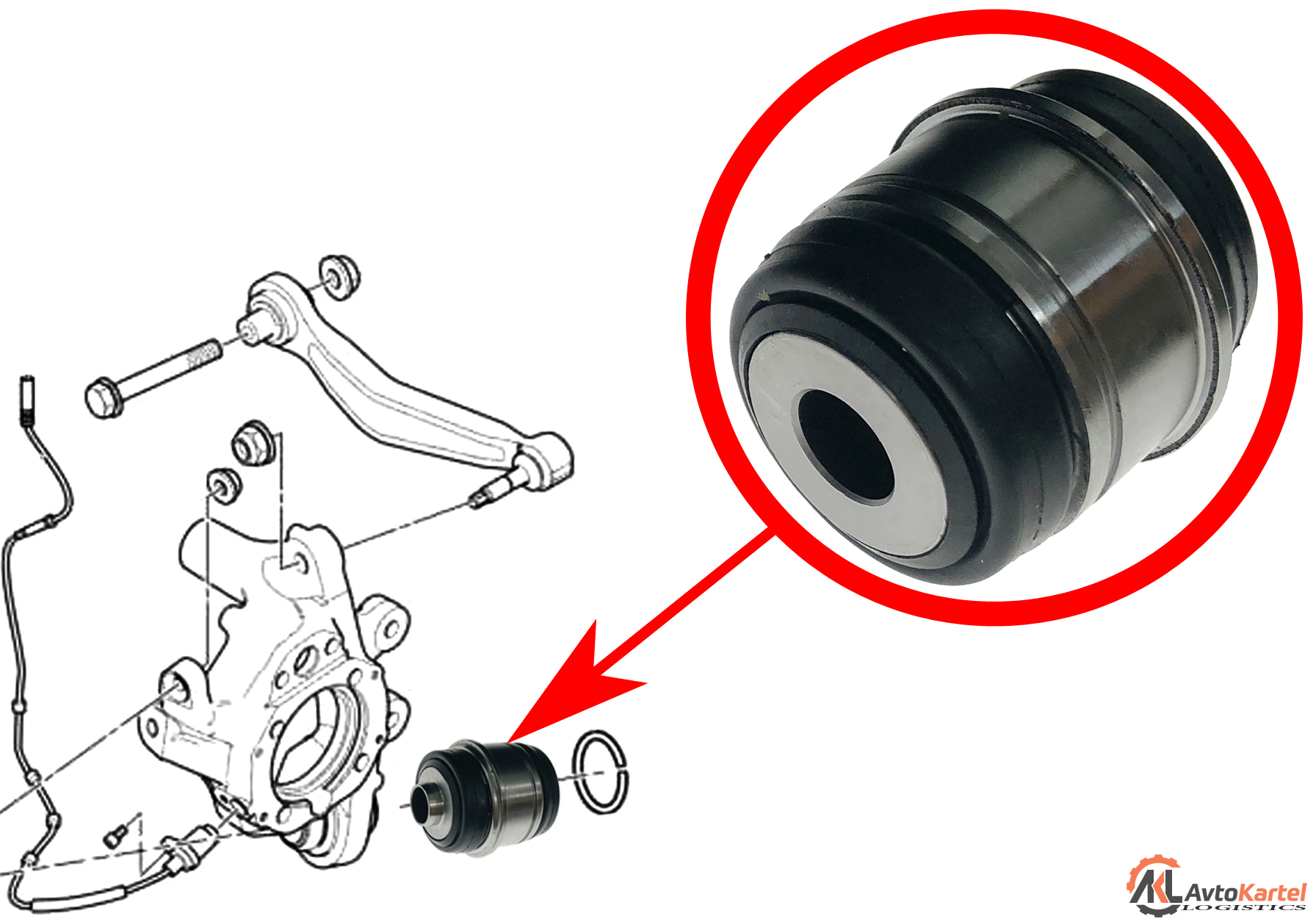 Сайлентблок плавающий 16х52х60х67мм BMW E38 725tds-750i, E39, E60, E61