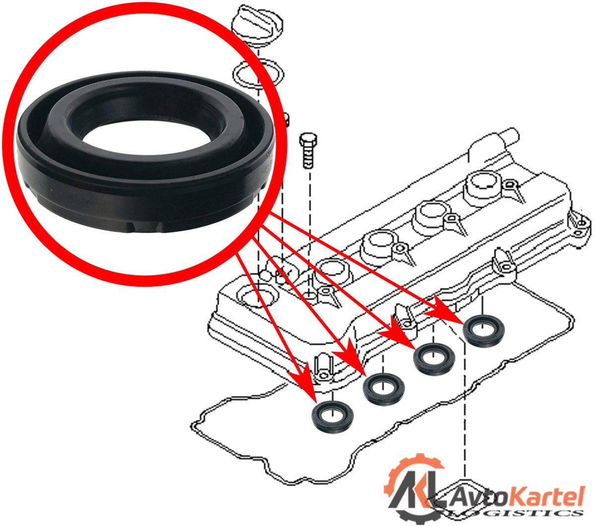 Сальник свечного колодца 27x49x10-11мм NISSAN Primera, Sentra, Sunny