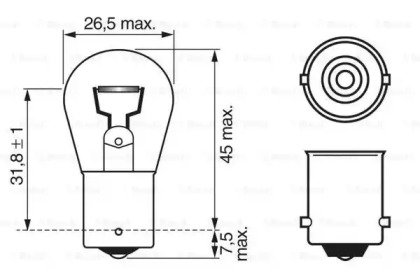 Лампа накаливания 10шт в упаковке P21W 12V 21W BA1 280