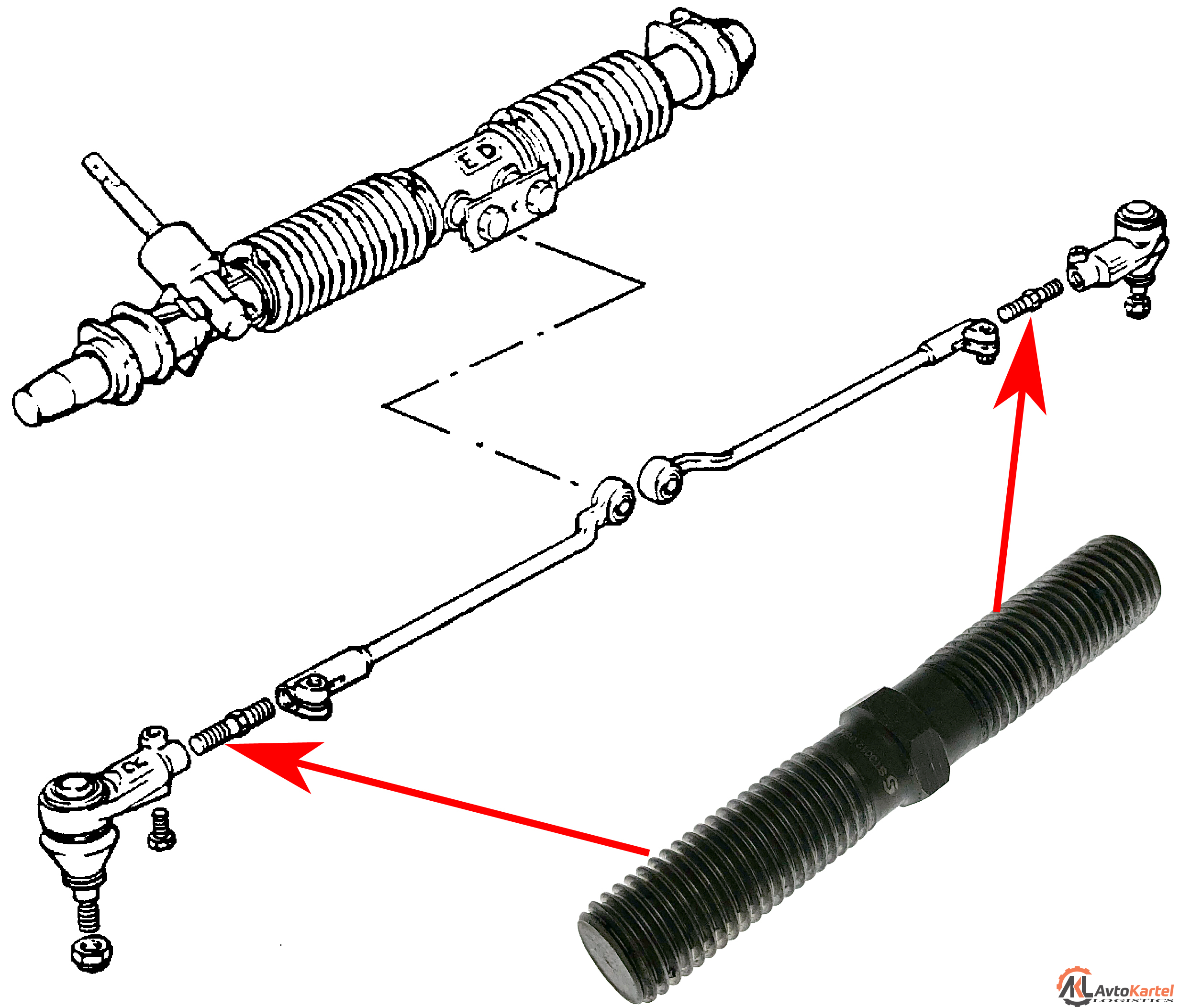 Шпилька рулевой тяги развала OPEL Astra F M16x2,0мм
