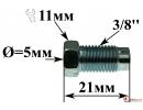 Штуцер прокачки 3-8''x24UNF L=21 mm, S=11, D=5 mm