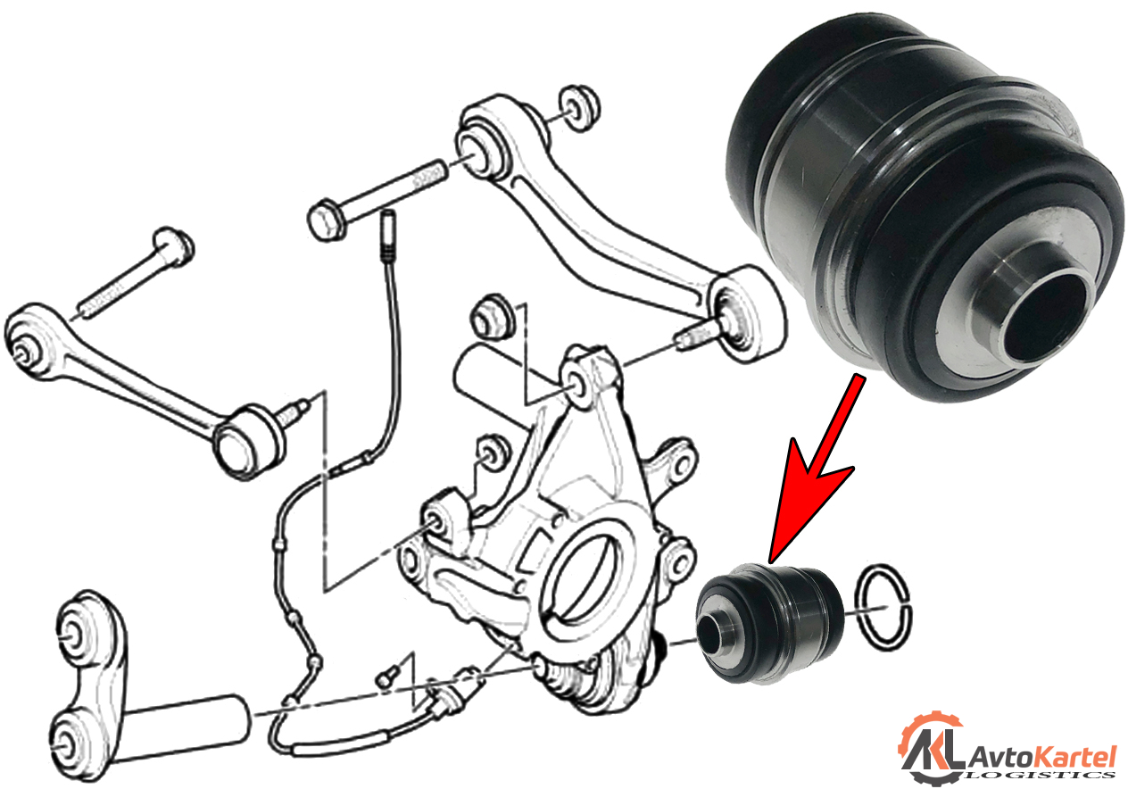 Сайлентблок плавающий 16х52х60х67мм  BMW E39, E60, E61, E63, E65, E66, E38, E53