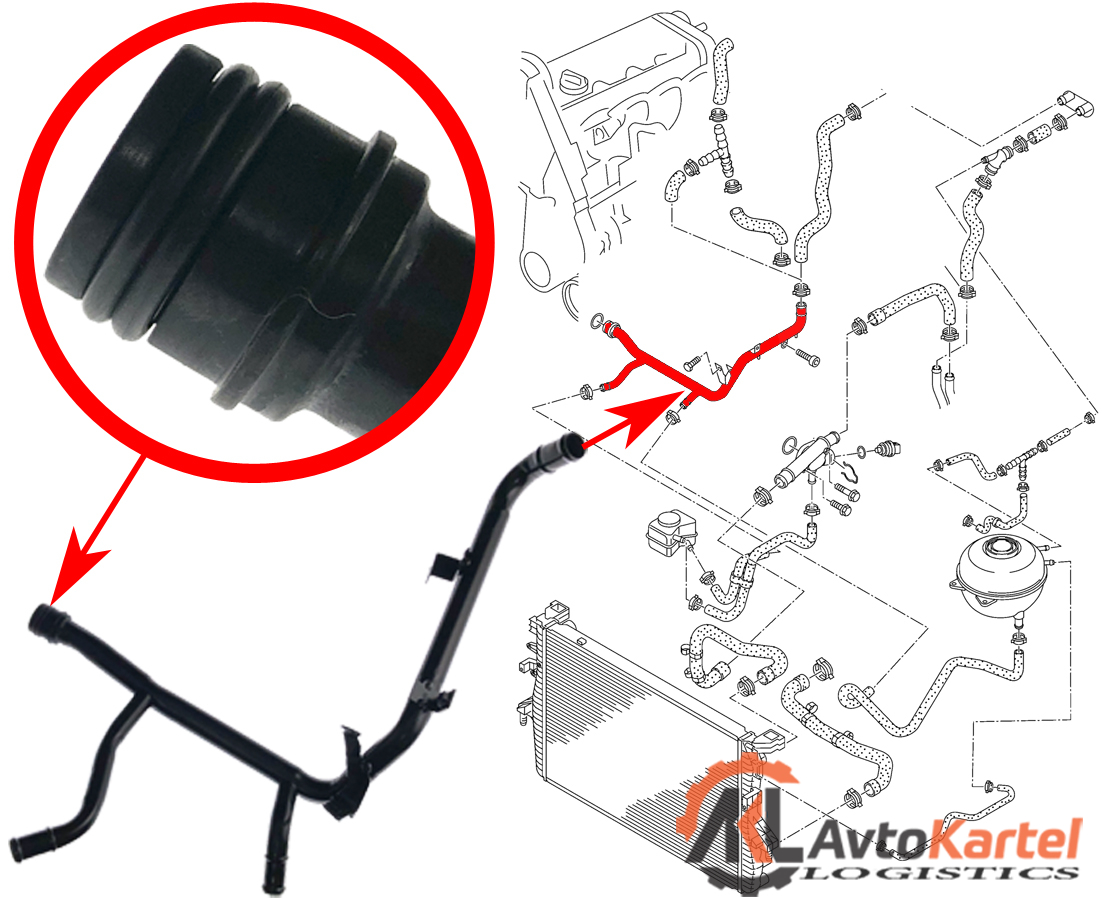 Трубка системы охлаждения VW Transporter T5 1.9TDI 2003-2015