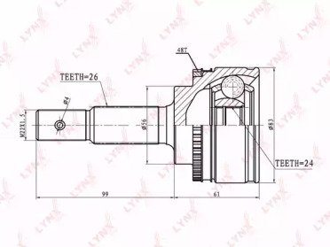 ШРУС TOYOTA Avensis(T22) 2.0D 99-03 04A