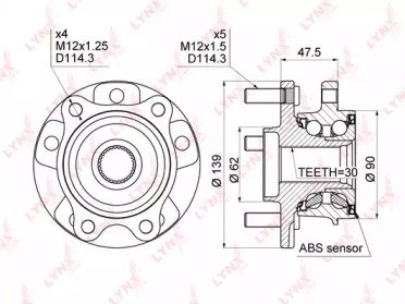 Ступица TOYOTA Auris(E15, 8) 2.0D-2.2D 07>, Avensi 013