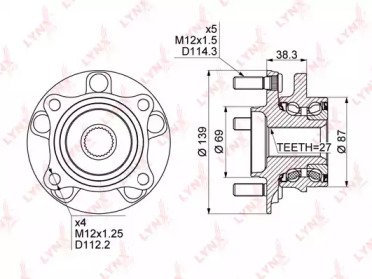 Ступица MITSUBISHI Chariot Grandis 3.0 97-03, Diam 112