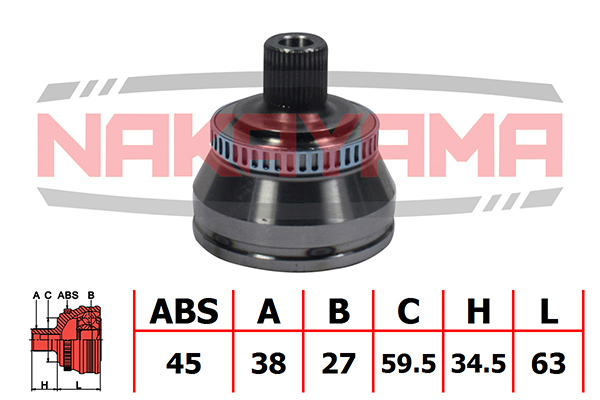 ШРУС внешний 38x27x97.5x59.5 ABS:45 AUDI A4, A6, A8, SKODA Superb, Passat