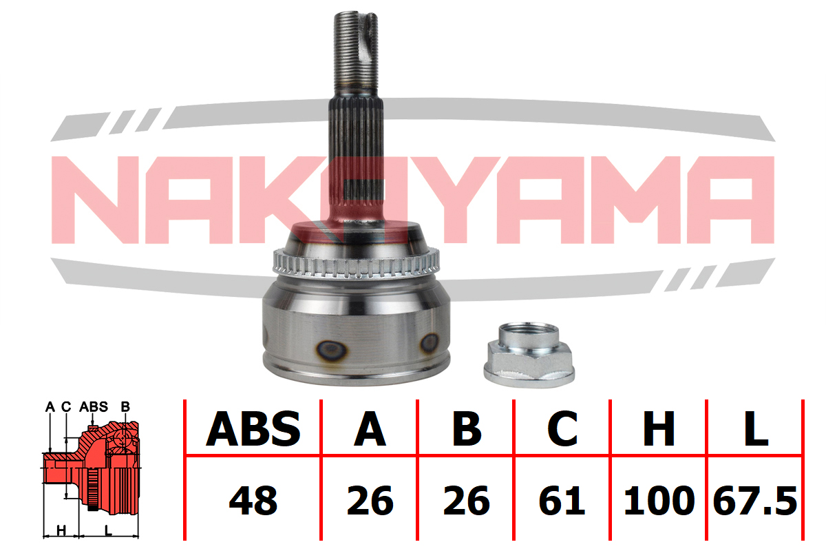 ШРУС внешний TOYOTA Camry ACV40, GSV40 06-11 26x26x167.5x61 ABS:48