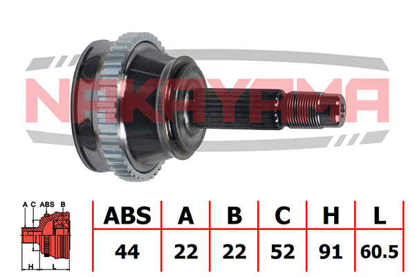 ШРУС внешний FIAT Palio 22x52x22 ABS 44T