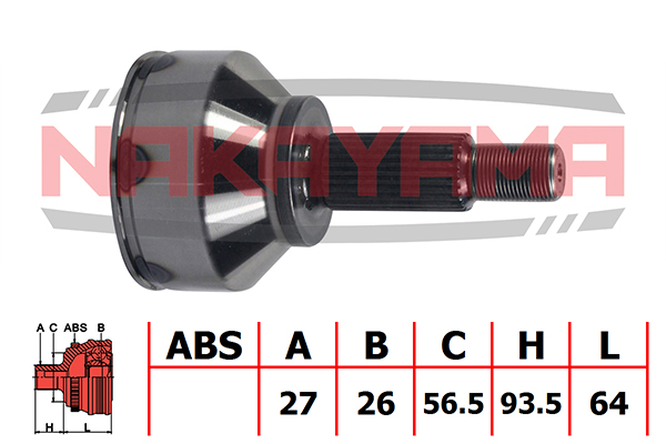 ШРУС наружный 27x26x157.5x56.5 NISSAN PRIMASTAR, OPEL VIVARO,  RENAULT TRAFIC