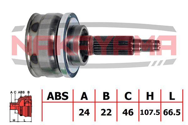 ШРУС внешний CHEVROLET Niva, VAZ Niva II (2123) (24x22x174x46)