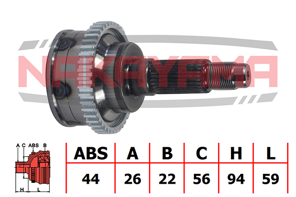 ШРУС наружный MAZDA 323 94-98 26x22x153x56 ABS:44