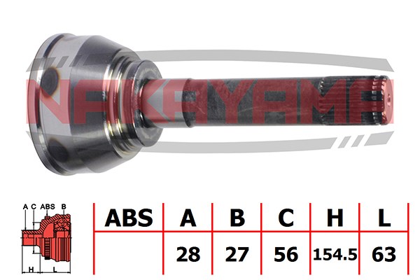 ШРУС внешний к-кт MITSUBISHI PAJERO, MONTERO SPORT CHALLENGER K94W, K99W 96-06 (28x27x217.5x56)