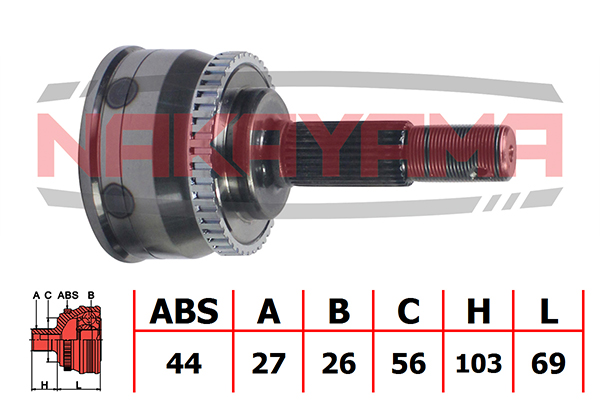 ШРУС внешний NISSAN Primera, Primera универсал 02 - 27x26x172x56 ABS:44