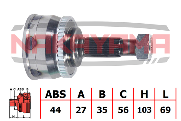 ШРУС наружный NISSAN Primera 27x35x172x56 ABS:44