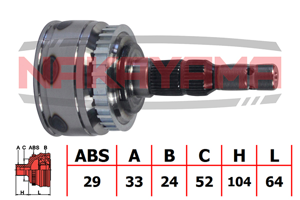 ШРУС внешний OPEL Corsa C 1.7CDTI 00- 33x24x168x52 ABS:29