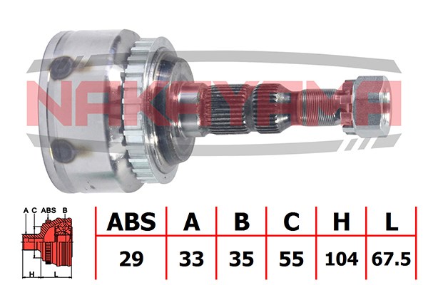 ШРУС внешний к-кт OPEL Vectra B 00-02 (33x35x171.5x55 ABS:29) Engine Y22DTR 2.2 DTi