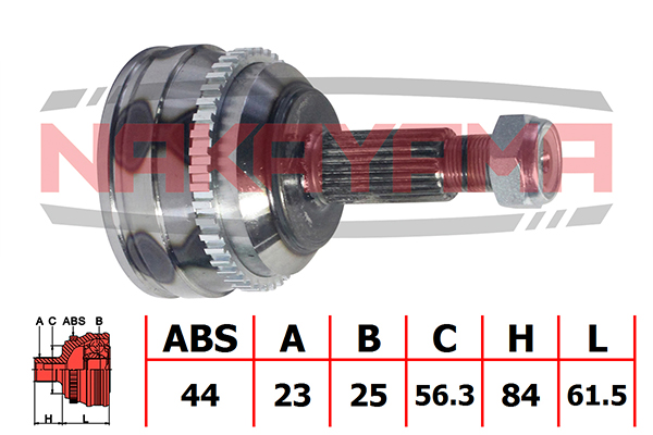 ШРУС наружный 23x25x145.5x56.3 RENAULT Laguna, Megane Grandtour, Megane Scenic, Scenic