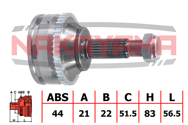 ШРУС 21x22x139.5x51.5 ABS:44 внешний RENAULT Megane 96-03