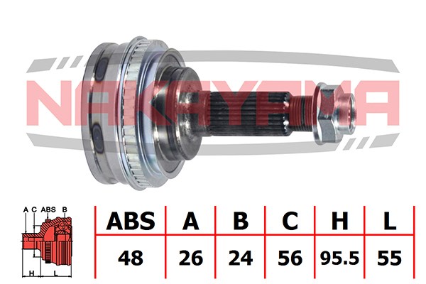 ШРУС внешний к-кт Toyota Corolla, Picnic, Rav 4 1.6, 2.0D 87-97 (26x24x150.5x56 ABS:48)