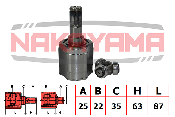 ШРУС внутренний АКПП HYUNDAI GETZ, ACCENT, VERNA 1999- (25x22x150x35)